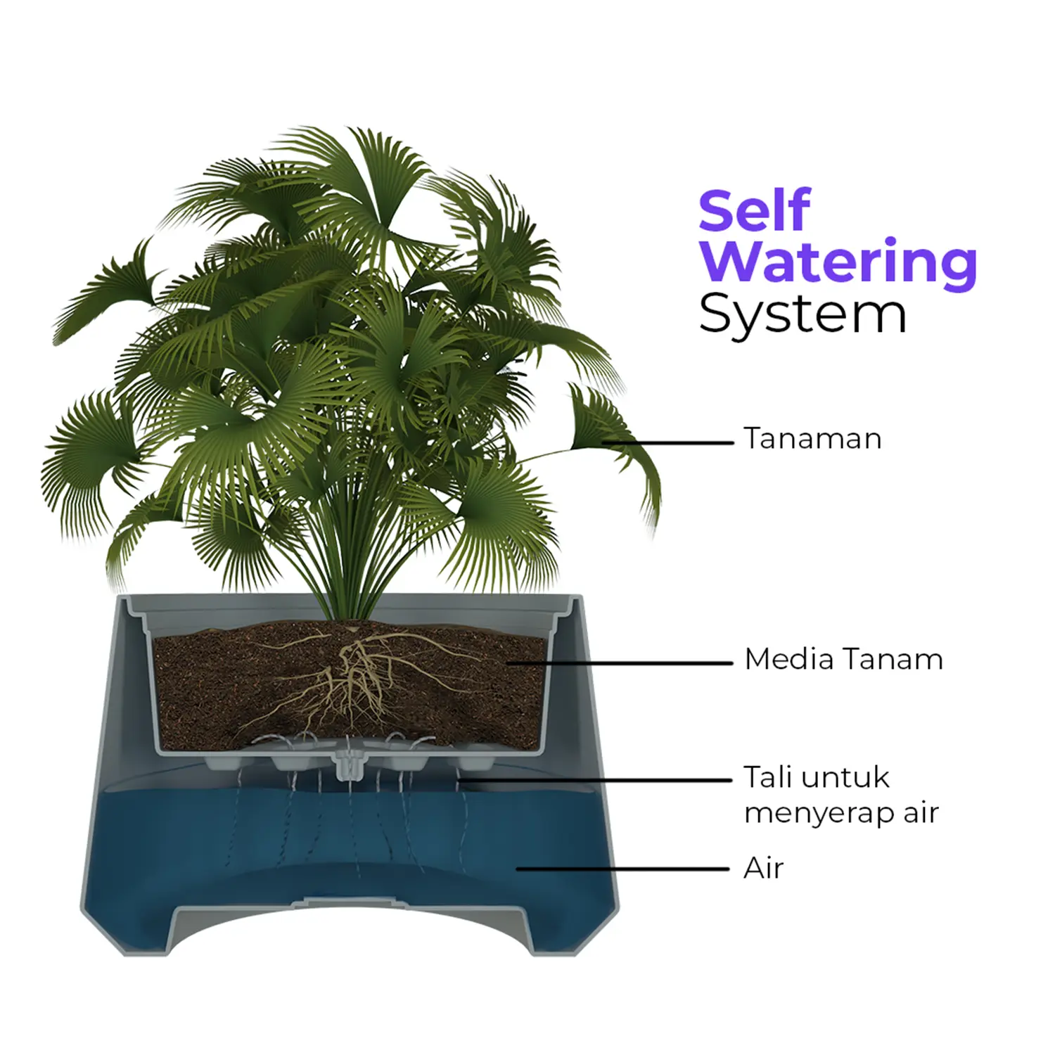 Pot Tanaman Self Watering Magnolia 40 - Gambar 9
