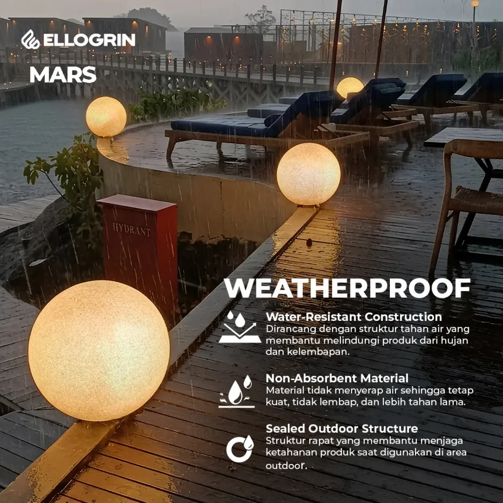 lampu taman bulat bola mars