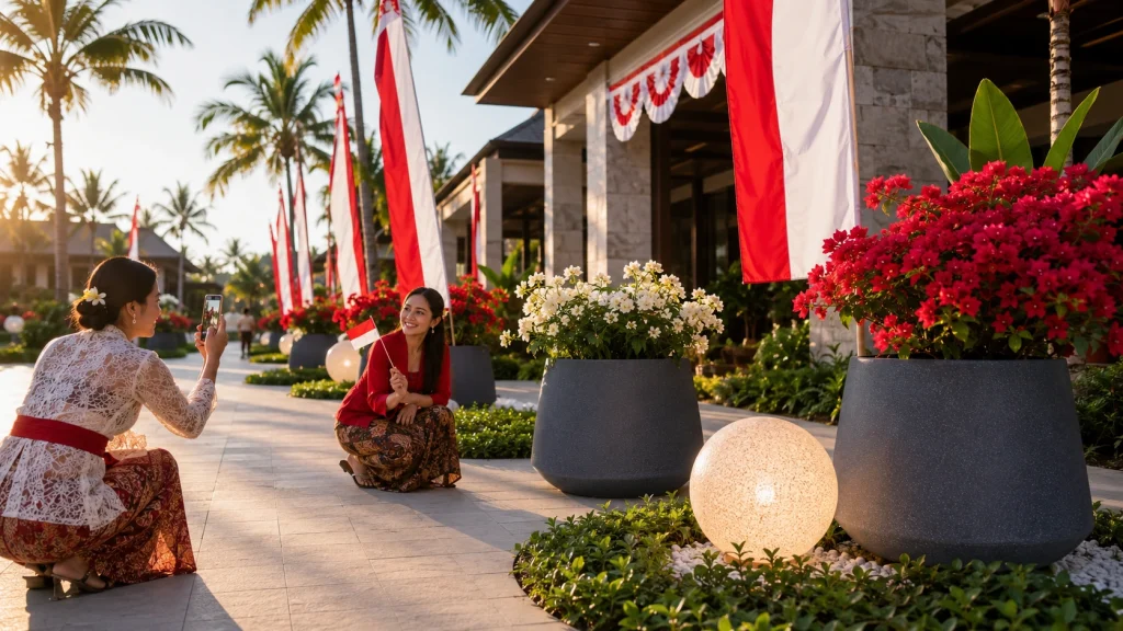dekorasi HUT RI untuk hotel dan kafe