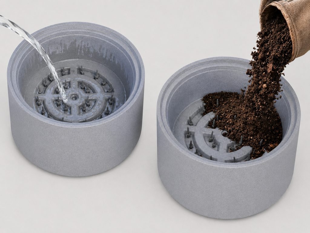 cara isi air dan tanam pot self watering magnolia 40