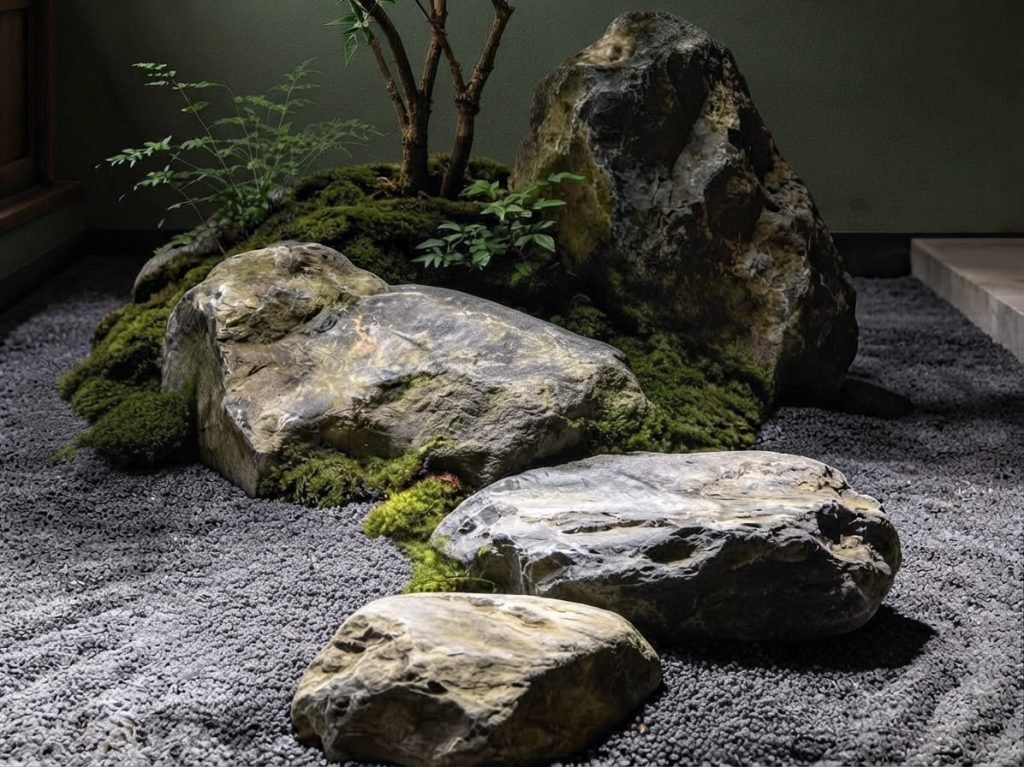 Elemen batu di zen garden