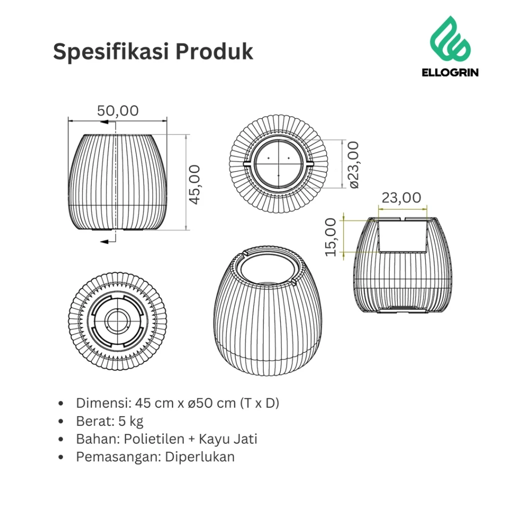 Pot Tanaman Premium Circa Planter - Gambar 6