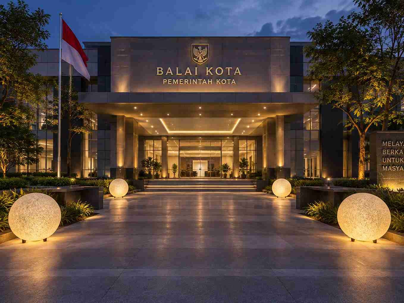 Lampu taman Mars di balai kota dan area gedung pemerintahan