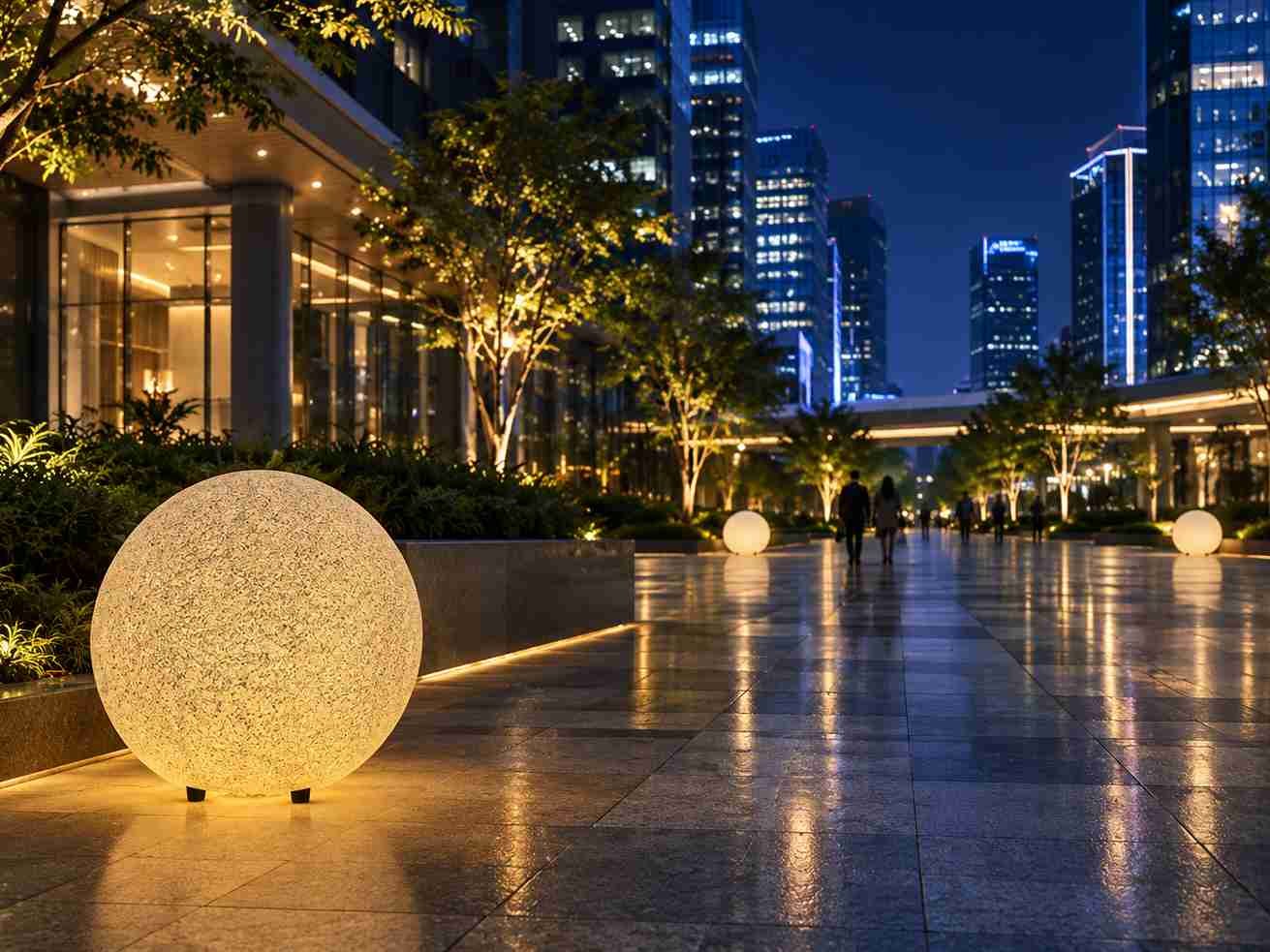 Lampu taman Mars di kawasan komersial dan pusat kota